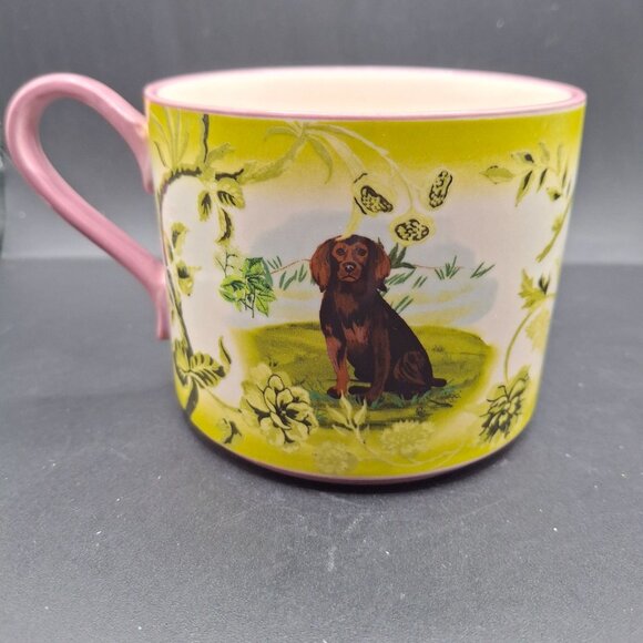 Anthropologie Other - Portobello Stoneware Mug Anthropologie Pointer Dog & Yellow Floral Motif